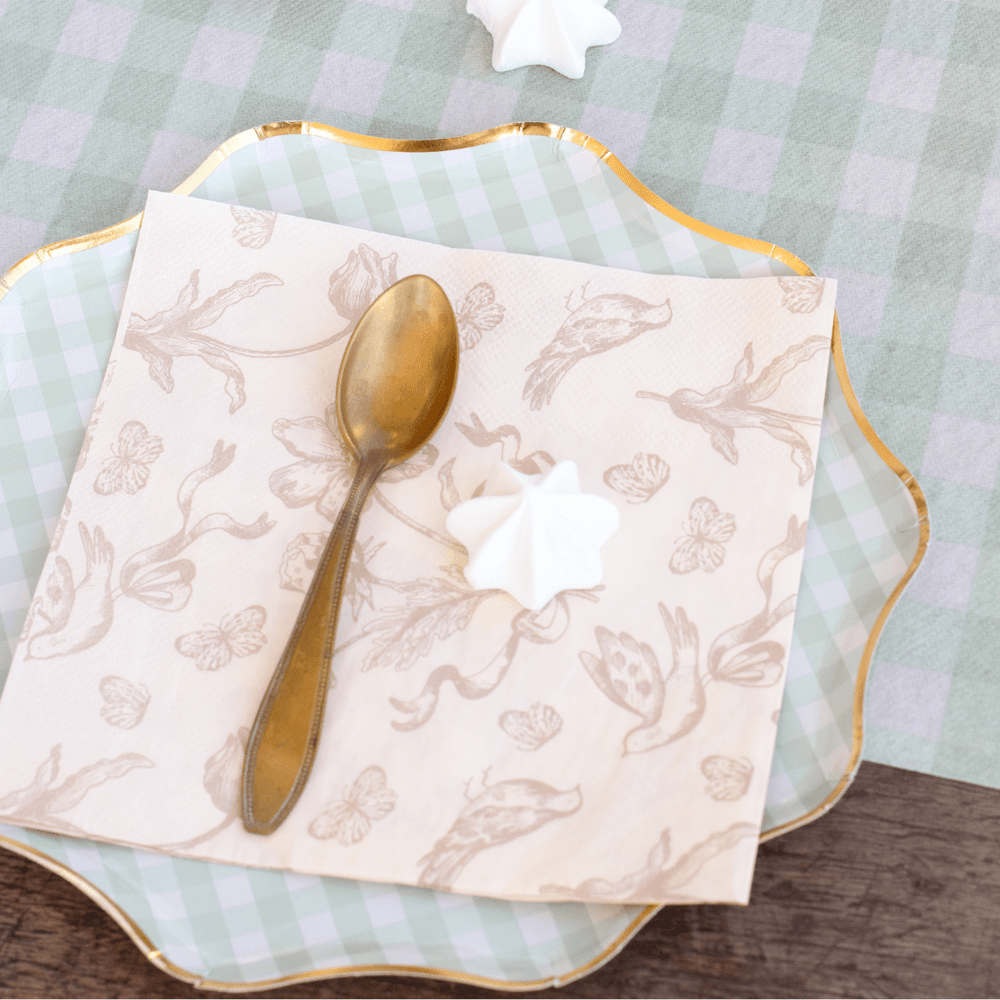 Beige Floral Paper Napkins x 12 Paper Napkins Beige Floral Paper Napkins x 12