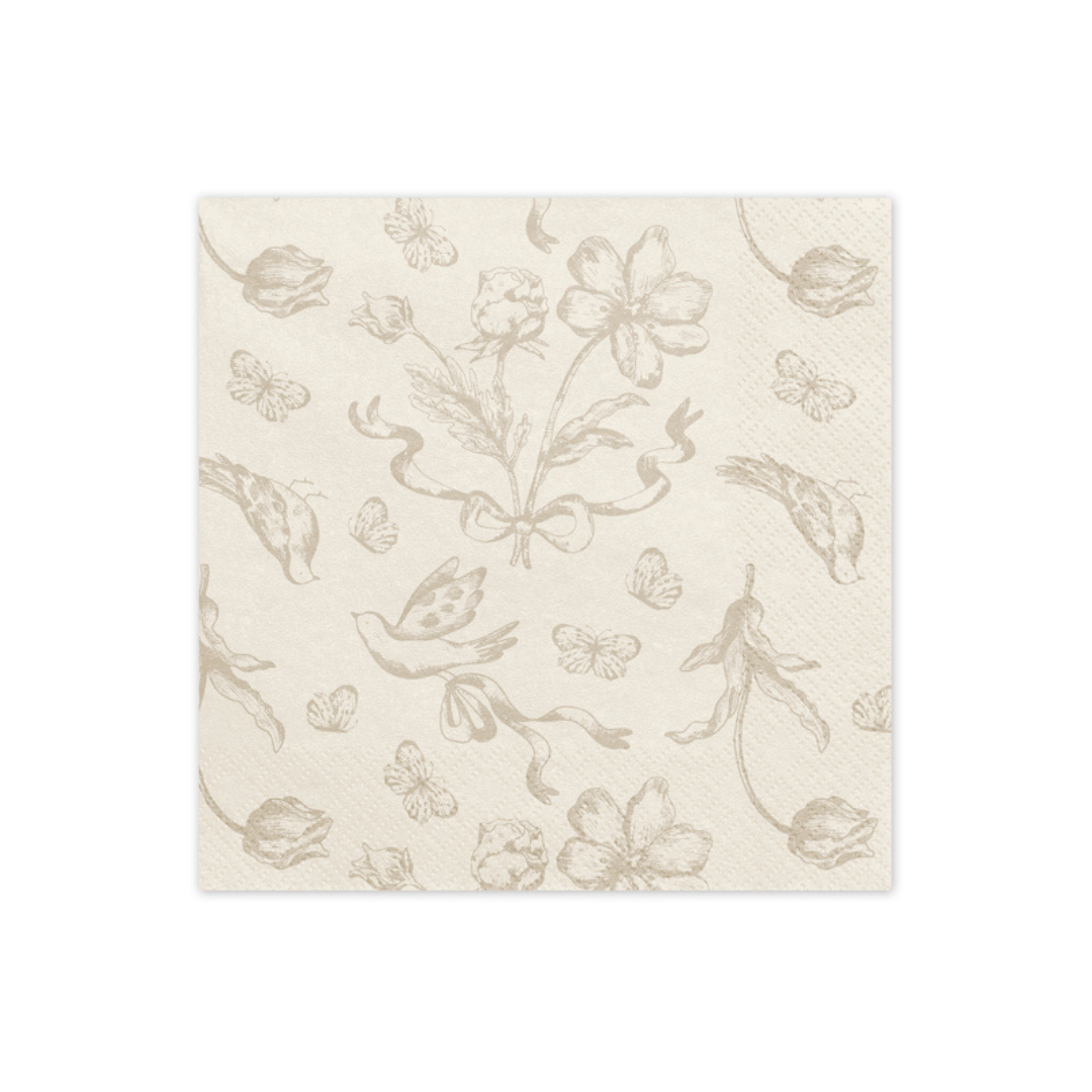 Beige Floral Paper Napkins x 12 Paper Napkins Beige Floral Paper Napkins x 12