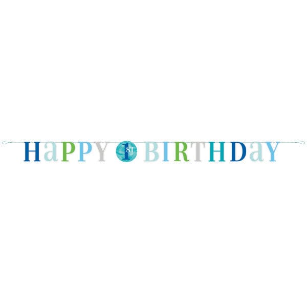 Foil Balloon Blue Dots 1st Birthday Banner