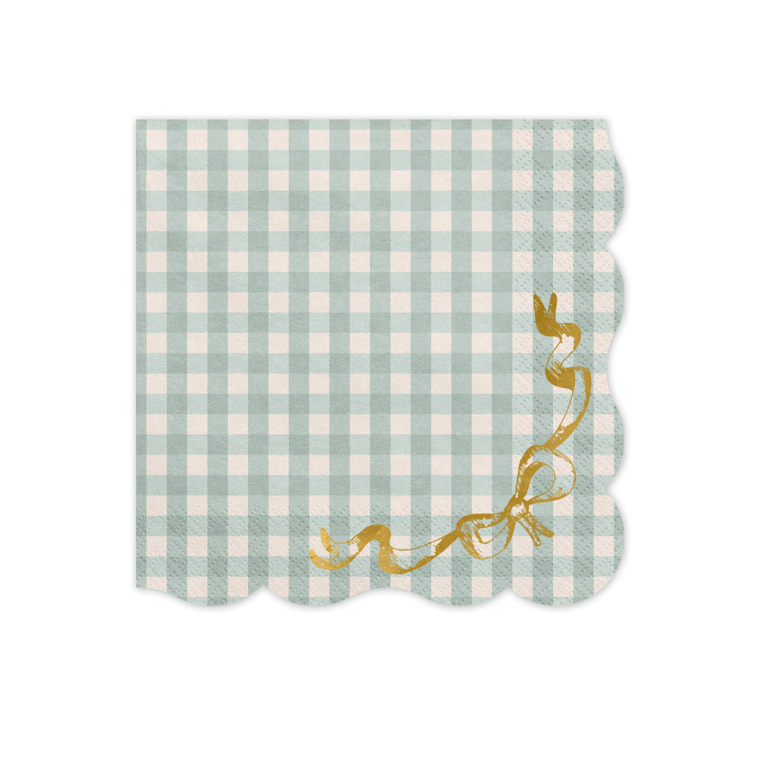 Checkered Green Ruffled Paper Napkins - Pack of 12 Paper Napkins Checkered Green Ruffled Paper Napkins - Pack of 12