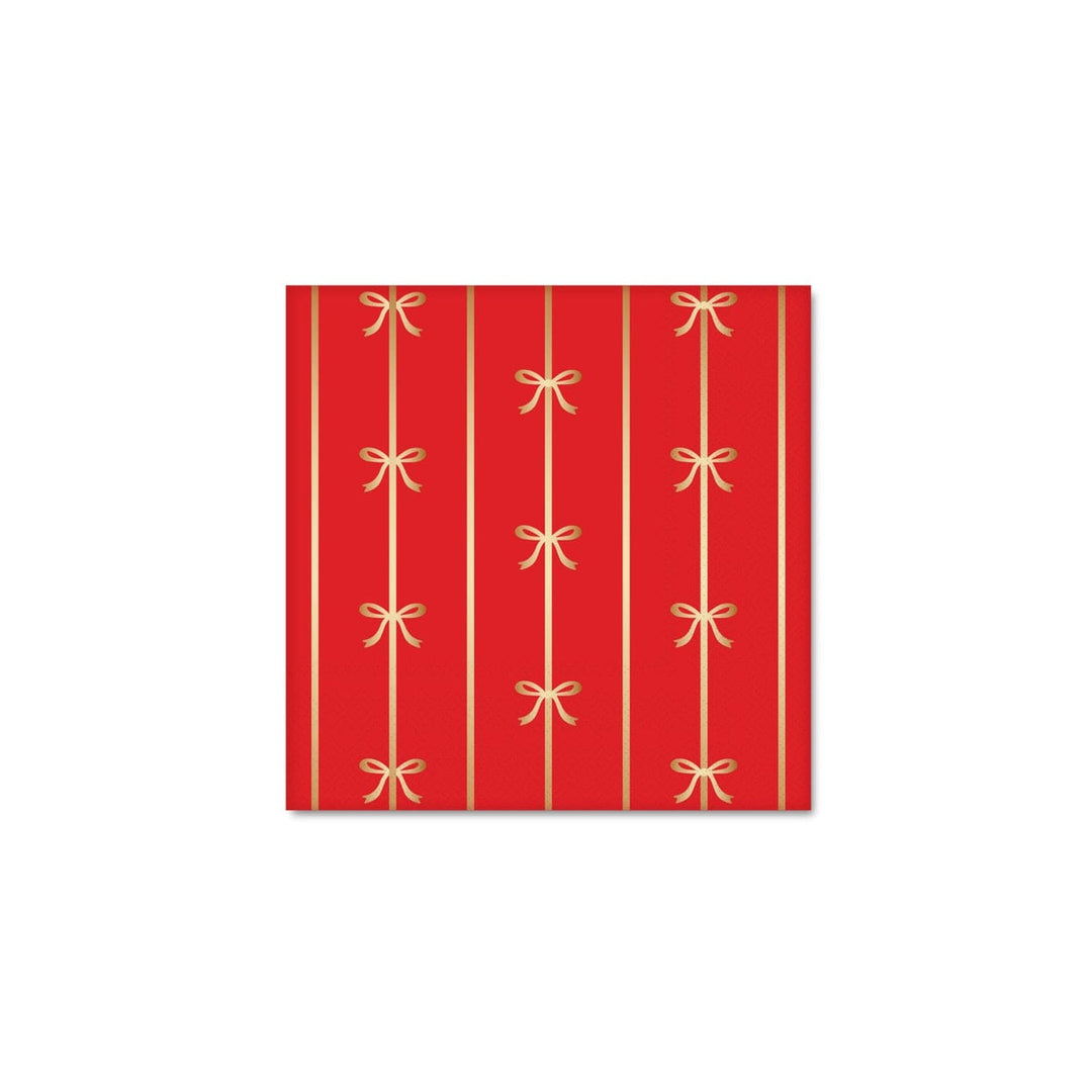 Cherry Red Signature Bow Small Party Napkins x 20 - Bow Party Bonjour Fête Paper Napkins Cherry Red Signature Bow Small Napkins x 20