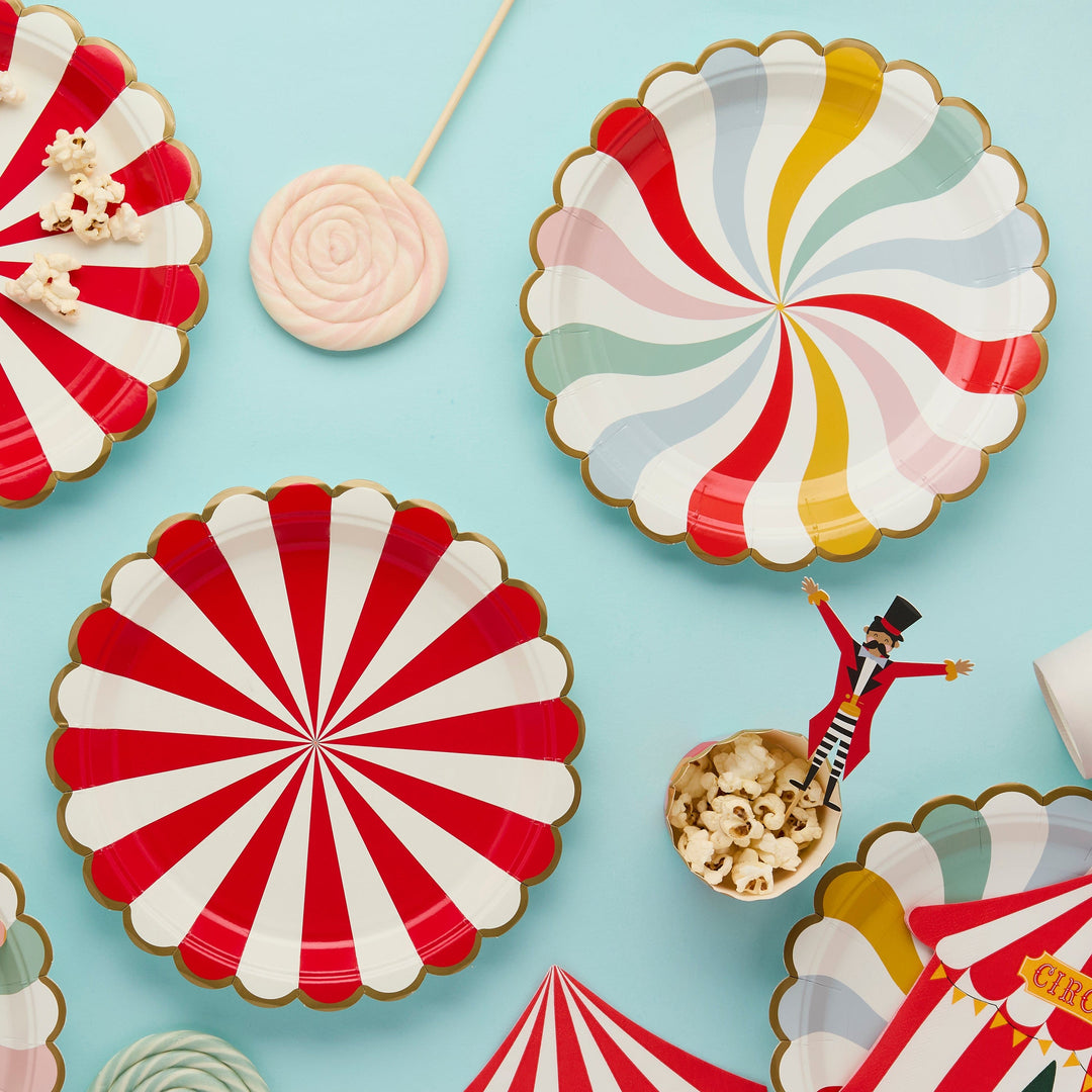 Circus Party Large Paper Plates x 8 - Circus Birthday Party Supplies Disposable Plates Circus Party Large Paper Plates x 8