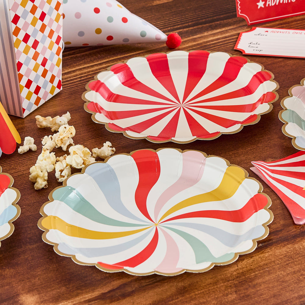Circus Party Large Paper Plates x 8 - Circus Birthday Party Supplies Disposable Plates Circus Party Large Paper Plates x 8