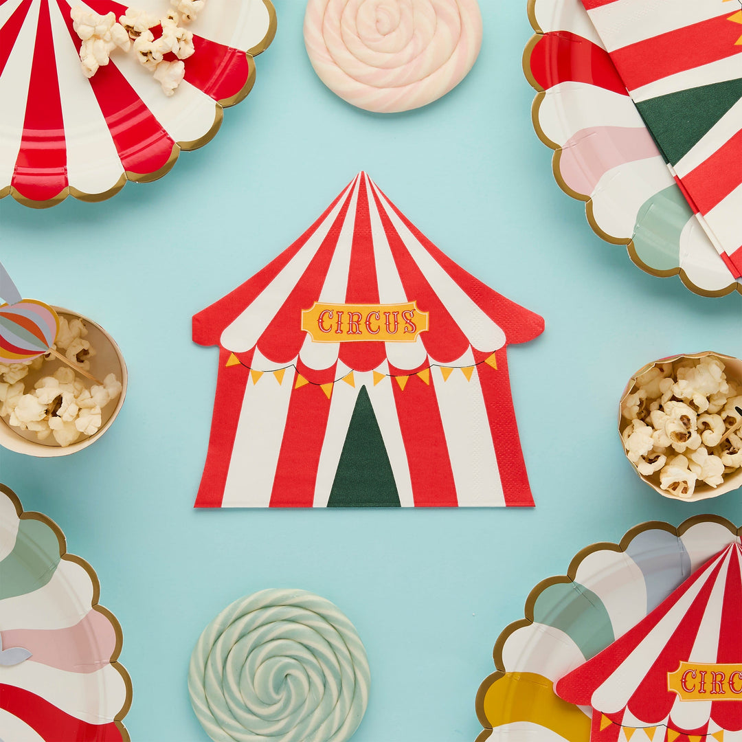 Circus Tent Party Napkins x 16 - Circus Birthday Party Decorations Paper Napkins Circus Tent Party Napkins x 16
