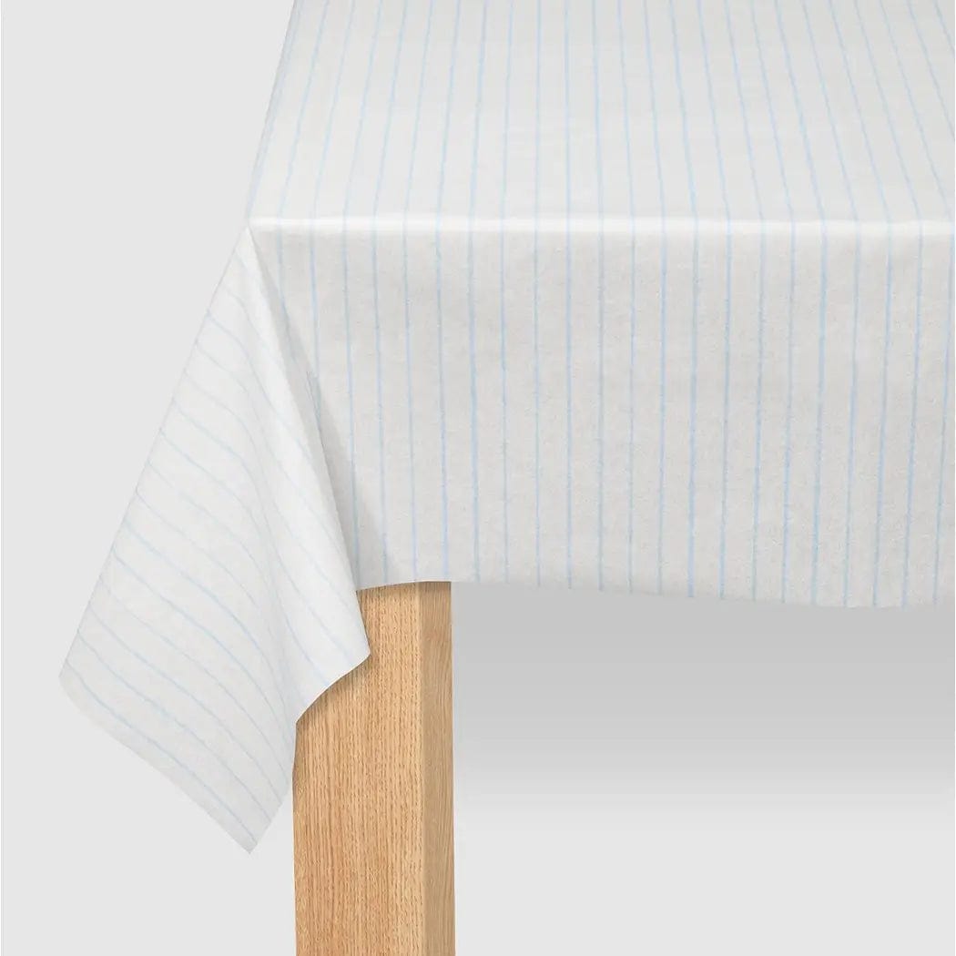 Coterie Party Supplies - Pale Blue Pinstripe Paper Tablecloth Tablecloths Pale Blue Pinstripe Paper Tablecloth