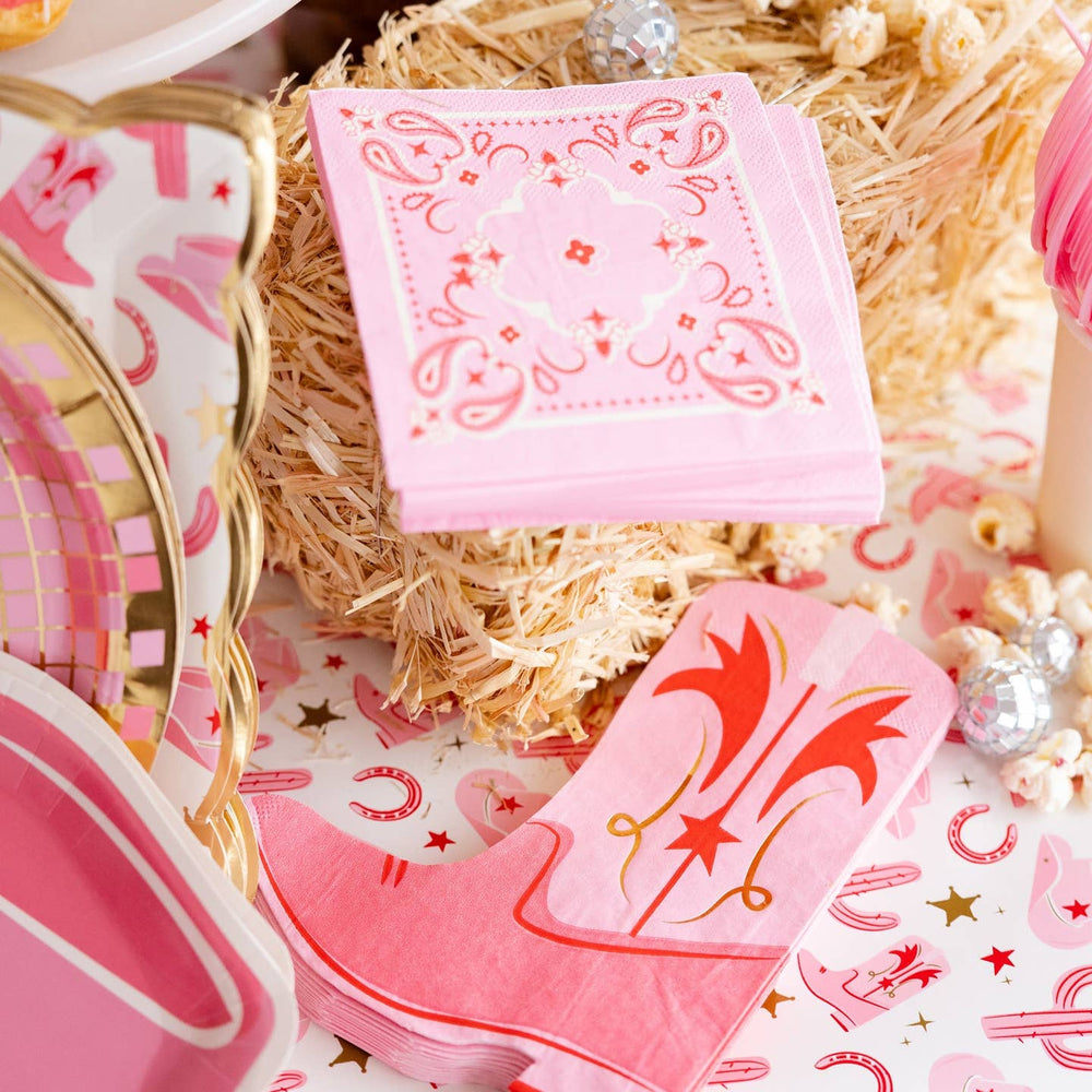 Cow Girl Party Boot Shaped Paper Napkins (set of 18)  Paper Napkins Cow Girl Party Boot Shaped Paper Napkins (set of 18)