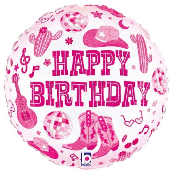 Cow Girl Party - Disco Cowgirl Birthday Foil Balloon - 18 inch Balloons Disco Cowgirl Birthday Foil Balloon - 18 inch
