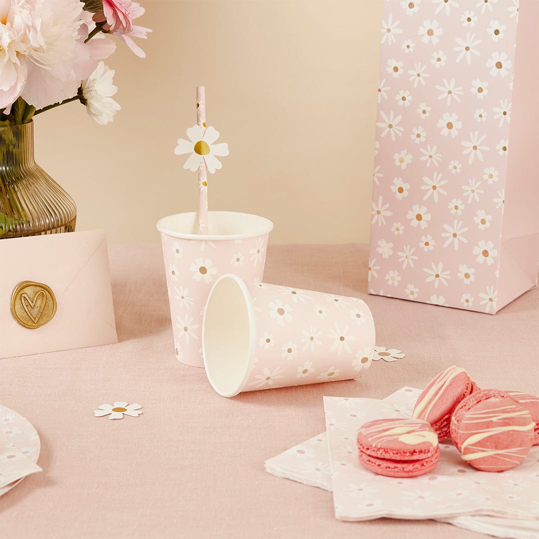 Daisy Floral Paper Cups (Pack of 8) - Daisy Party Tableware UK Paper Cup Daisy Floral Paper Cups (Pack of 8)