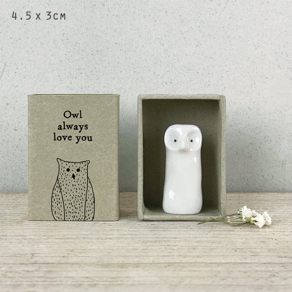 ornament East of India - Tall Matchbox Porcelain Owl Ornament