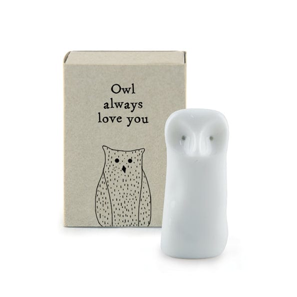 ornament East of India - Tall Matchbox Porcelain Owl Ornament