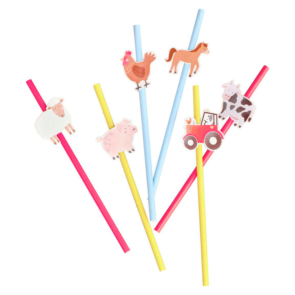 paper straw Farm Animal Party Paper Straws x 16