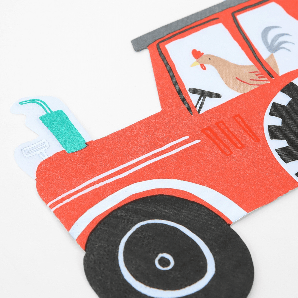 Farm Party Supplies - On The Farm Tractor Large Party Napkins x 16 Paper Napkins On The Farm Tractor Large Party Napkins x 16