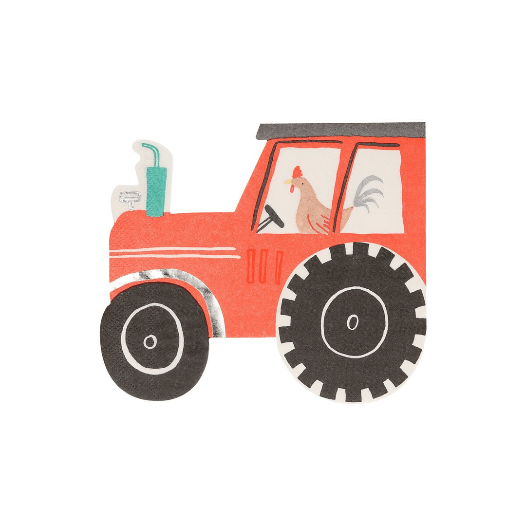 Farm Party Supplies - On The Farm Tractor Large Party Napkins x 16 Paper Napkins On The Farm Tractor Large Party Napkins x 16