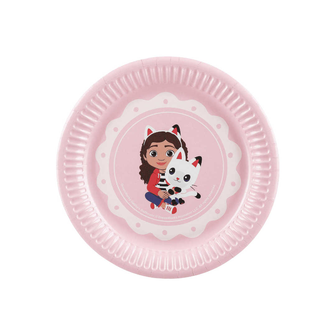 Gabby’s Dollhouse Small Pink Paper Plates x 6 - Gabby's Dollhouse Party Supplies Disposable Cups Gabby’s Dollhouse Small Pink Paper Plates x 6