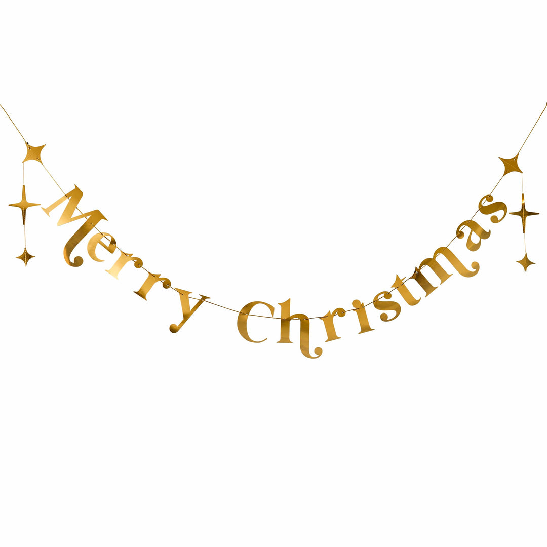 Gold Merry Christmas Banner - 2m bunting Gold Merry Christmas Banner - 2m