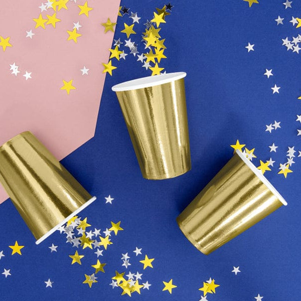 Gold Party Cups x 6 - Gold Party Supplies party cups Gold Party Cups x 6