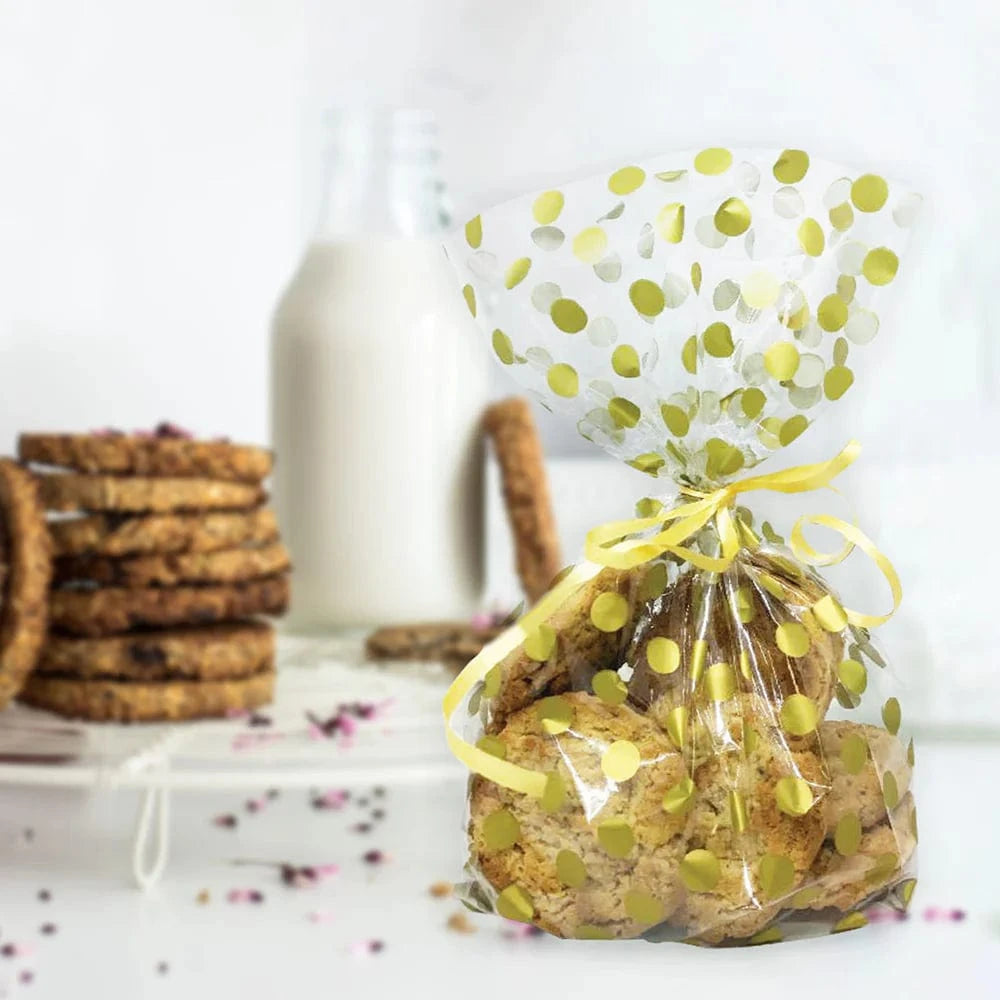 Gold Polka Dot Cello Party Bags - Pack of 20 party bags Gold Polka Dot Cello Party Bags - Pack of 20