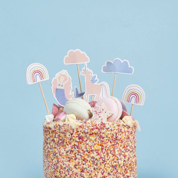 Hootyballoo Party Supplies Enchanted Mermaid and Unicorn Cake Topper Set Little Big Party Co