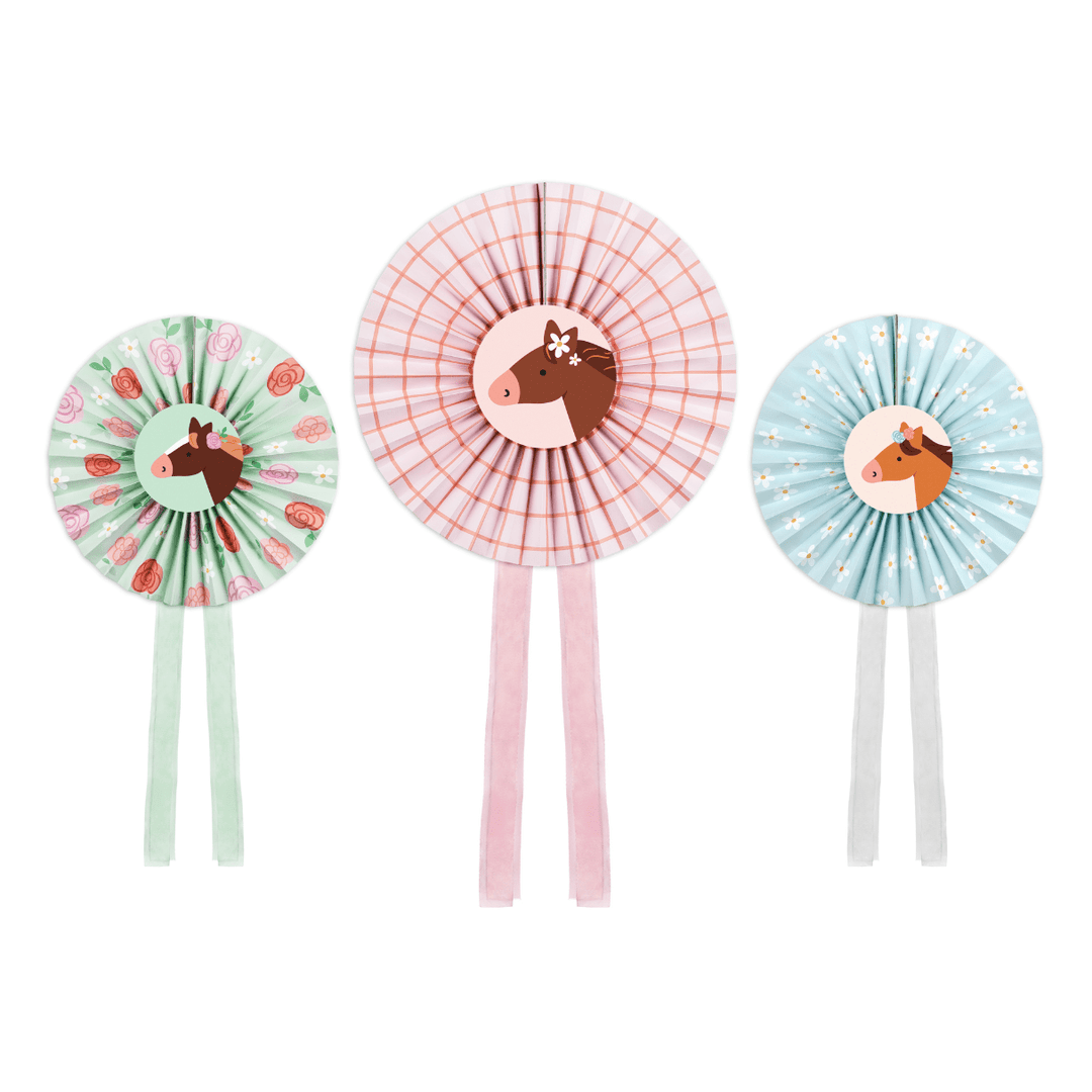 Horse Party Rosette Decorations x 3 - Horse Party Supplies Rosette Horse Party Rosette Decorations x 3