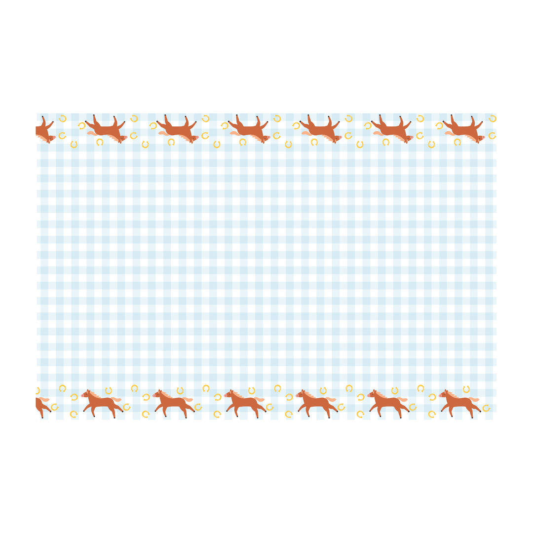 Horses Party Checkered Paper Tablecover - Horse Party Supplies Tablecloths Horse Party Checkered Paper Tablecover