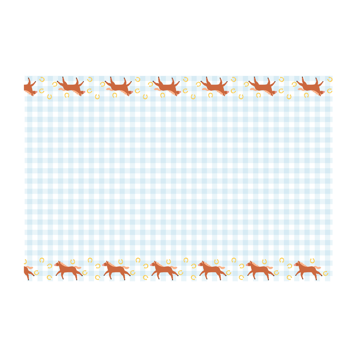 Horses Party Checkered Paper Tablecover - Horse Party Supplies Tablecloths Horse Party Checkered Paper Tablecover