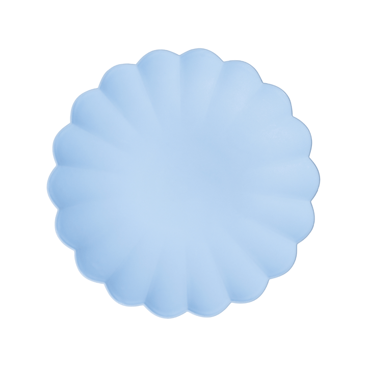 Light Blue Frill Plastic Party Plates x 4 - Eco Friendly Party party plates Light Blue Frill Plastic Party Plates x 4