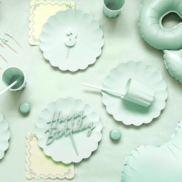 Light Green Frill Plastic Party Cups x 4 - Eco Friendly Party party cups Light Green Frill Plastic Party Cups x 4