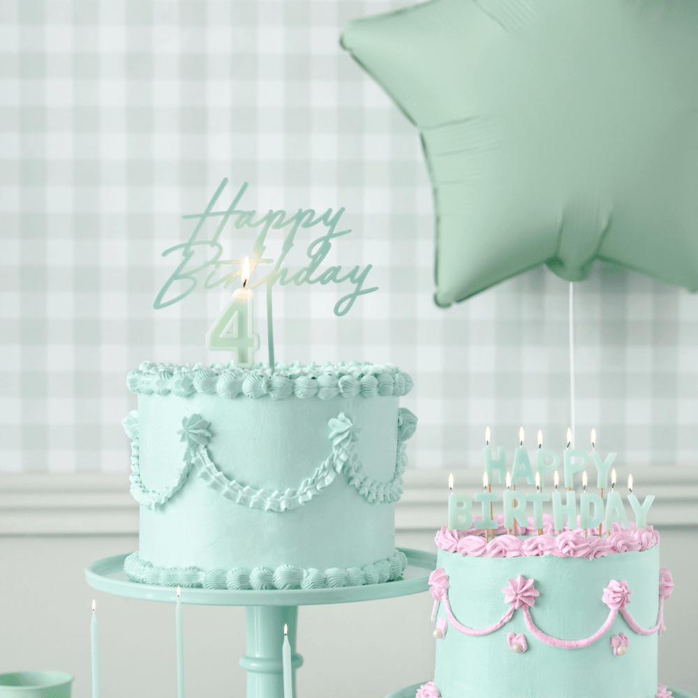 Light Green Happy Birthday Cake Topper Cake Topper Light Green Happy Birthday Cake Topper