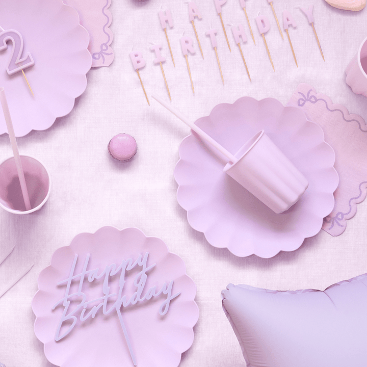 Light Violet Frill Plastic Party Cups x 4 - Eco Friendly Party party cups Light Violet Frill Plastic Party Cups x 4