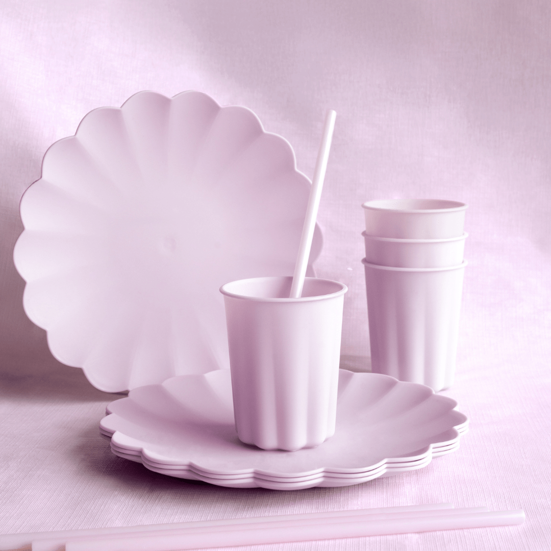 Light Violet Frill Plastic Party Cups x 4 - Eco Friendly Party party cups Light Violet Frill Plastic Party Cups x 4
