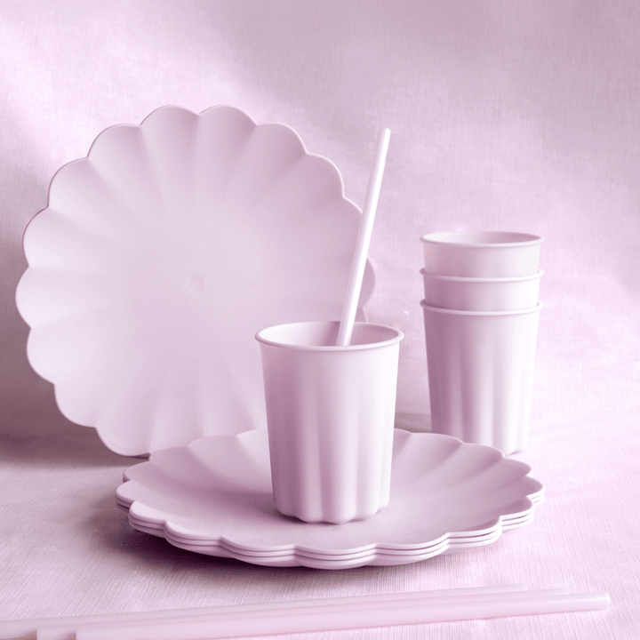 Light Violet Frill Plastic Party Cups x 4 - Eco Friendly Party party cups Light Violet Frill Plastic Party Cups x 4