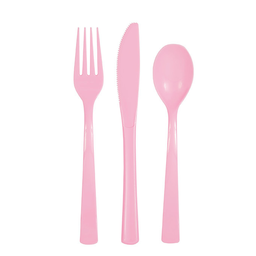 Marshmallow Pastel Pink Party Cutlery (Pack of 18) Disposable Cutlery Marshmallow Pastel Pink Party Cutlery (Pack of 18)