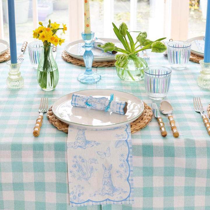 Mint Green & White Fabric Gingham Tablecloth Tablecloths Mint Green & White Fabric Gingham Tablecloth