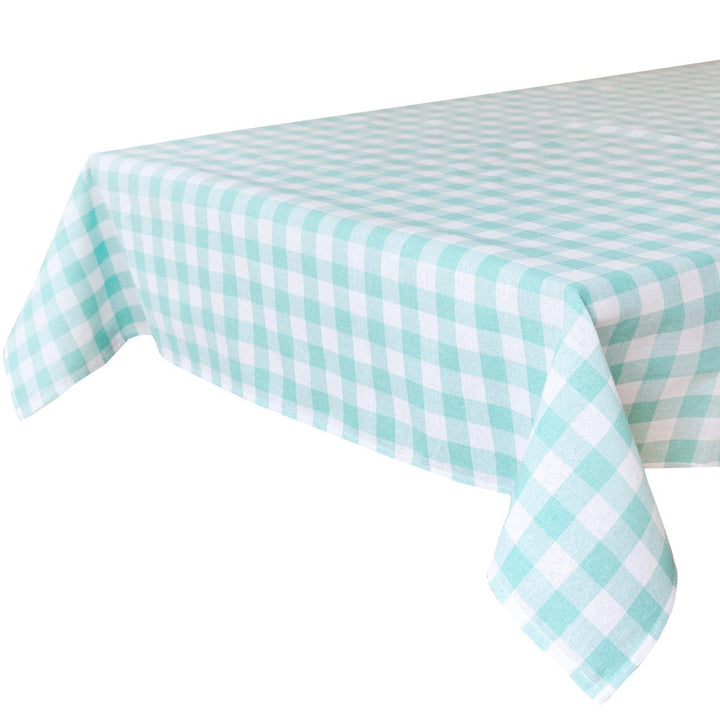 Mint Green & White Fabric Gingham Tablecloth Tablecloths Mint Green & White Fabric Gingham Tablecloth
