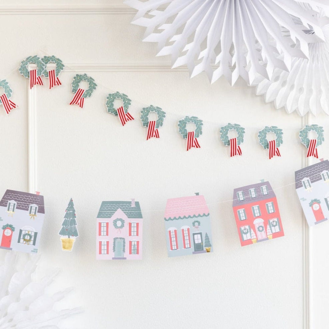 My Mind's Eye - Christmas Village and Wreath Christmas Banner Banners Christmas Village and Wreath Christmas Banner