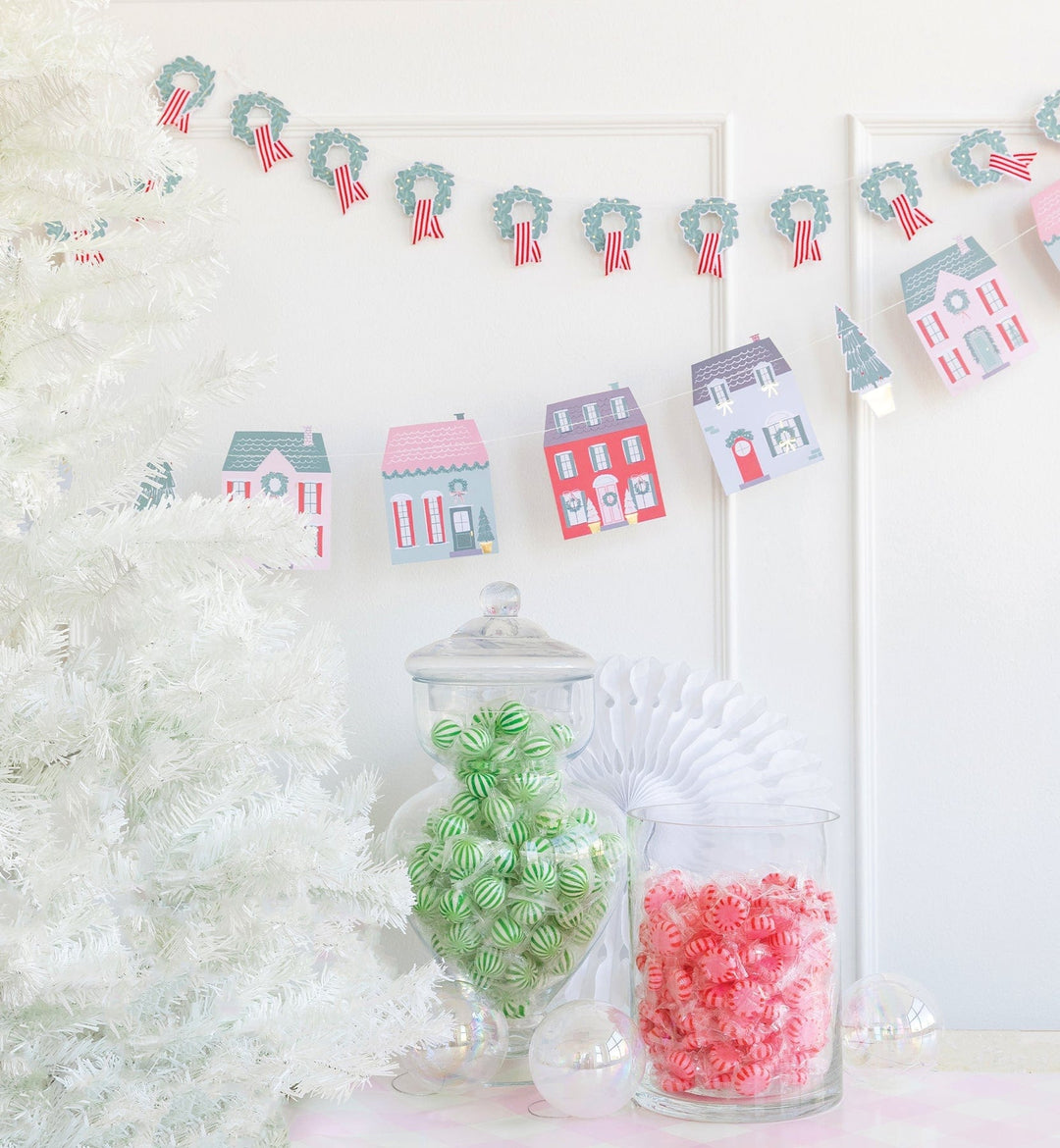 My Mind's Eye - Christmas Village and Wreath Christmas Banner Banners Christmas Village and Wreath Christmas Banner