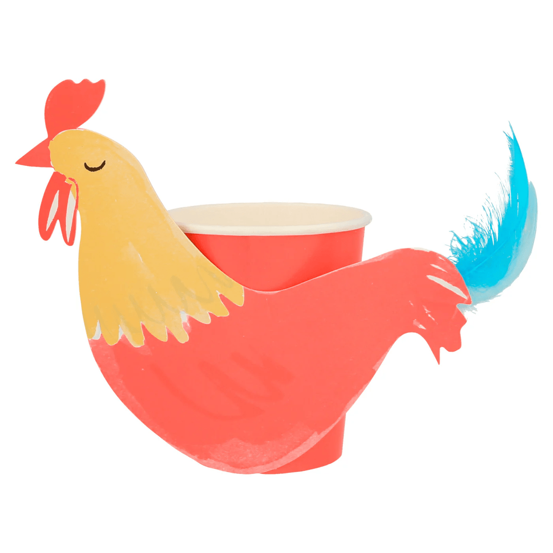 On The Farm Rooster Party Cups x 8 - Farm Party Supplies party cups On The Farm Rooster Party Cups x 8