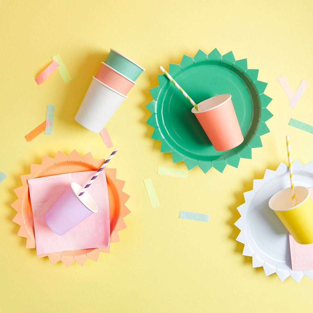 Paper Party Cups x 8 - Colourful - Colourful Party Supplies Disposable Cups Paper Party Cups x 8 - Colourful