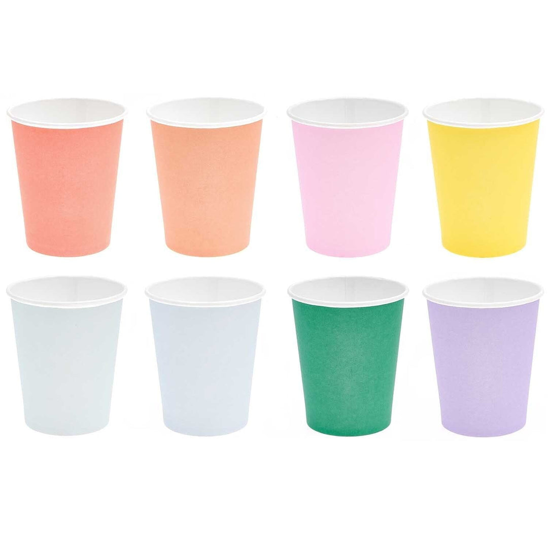 Paper Party Cups x 8 - Colourful - Colourful Party Supplies Disposable Cups Paper Party Cups x 8 - Colourful