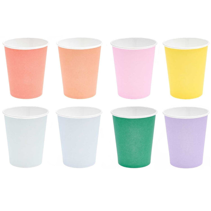 Paper Party Cups x 8 - Colourful - Colourful Party Supplies Disposable Cups Paper Party Cups x 8 - Colourful
