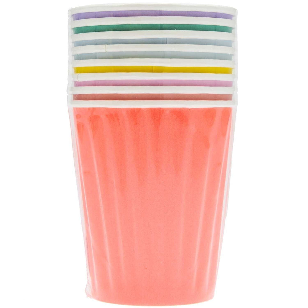 Paper Party Cups x 8 - Colourful - Colourful Party Supplies Disposable Cups Paper Party Cups x 8 - Colourful