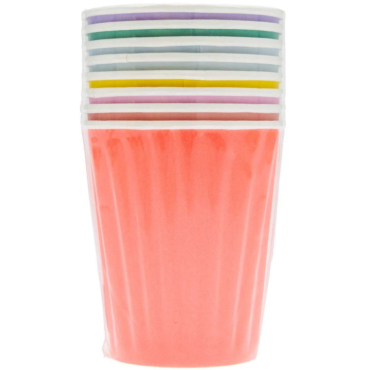 Paper Party Cups x 8 - Colourful - Colourful Party Supplies Disposable Cups Paper Party Cups x 8 - Colourful