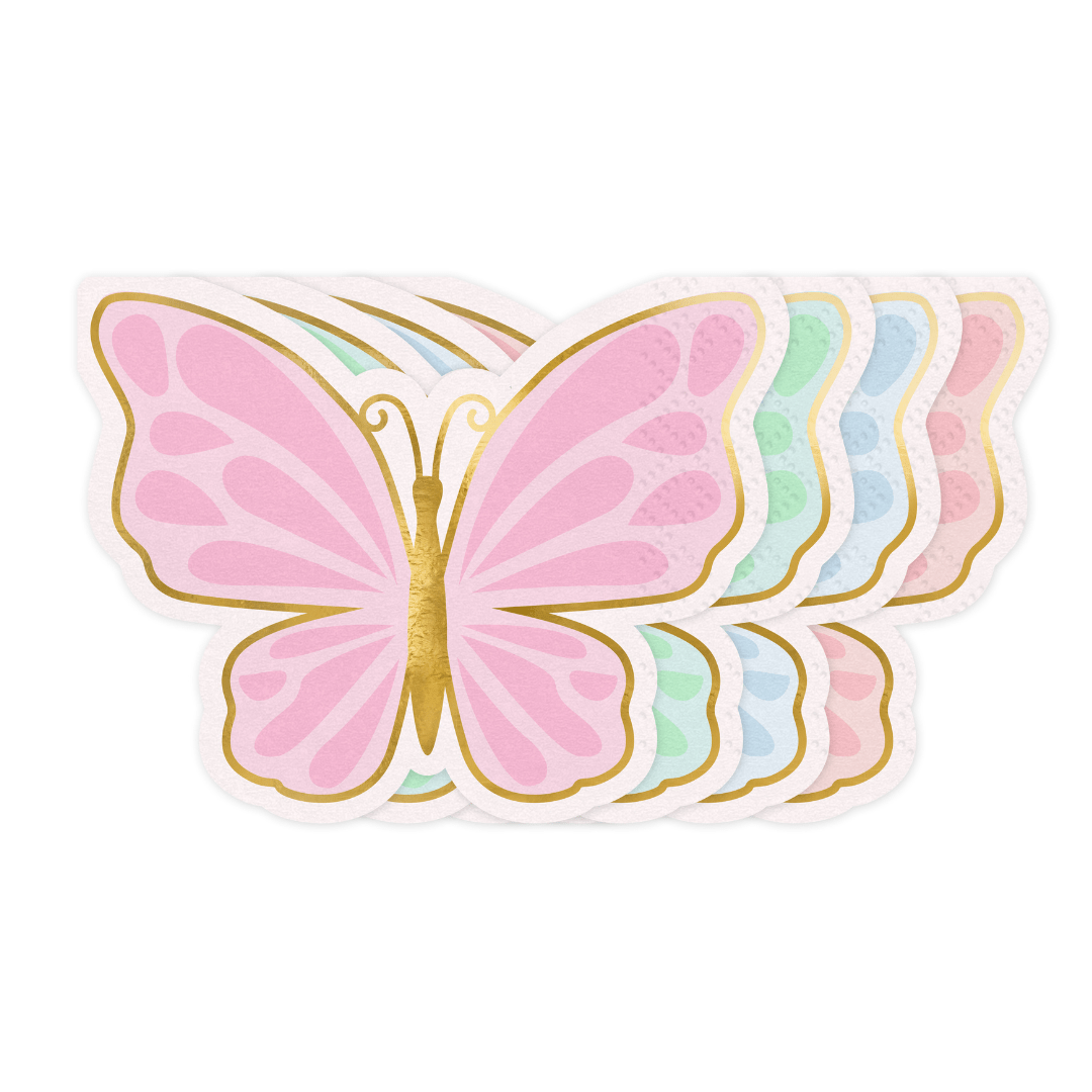 Pastel Butterfly Party Napkins x 12 Paper Napkins Pastel Butterfly Party Napkins x 12