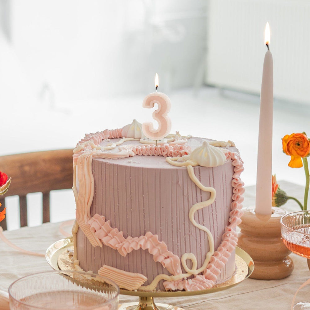 Pastel Pink Number 3 candle - Birthday cake candles Birthday Candles Pastel Pink Number 3 Candle