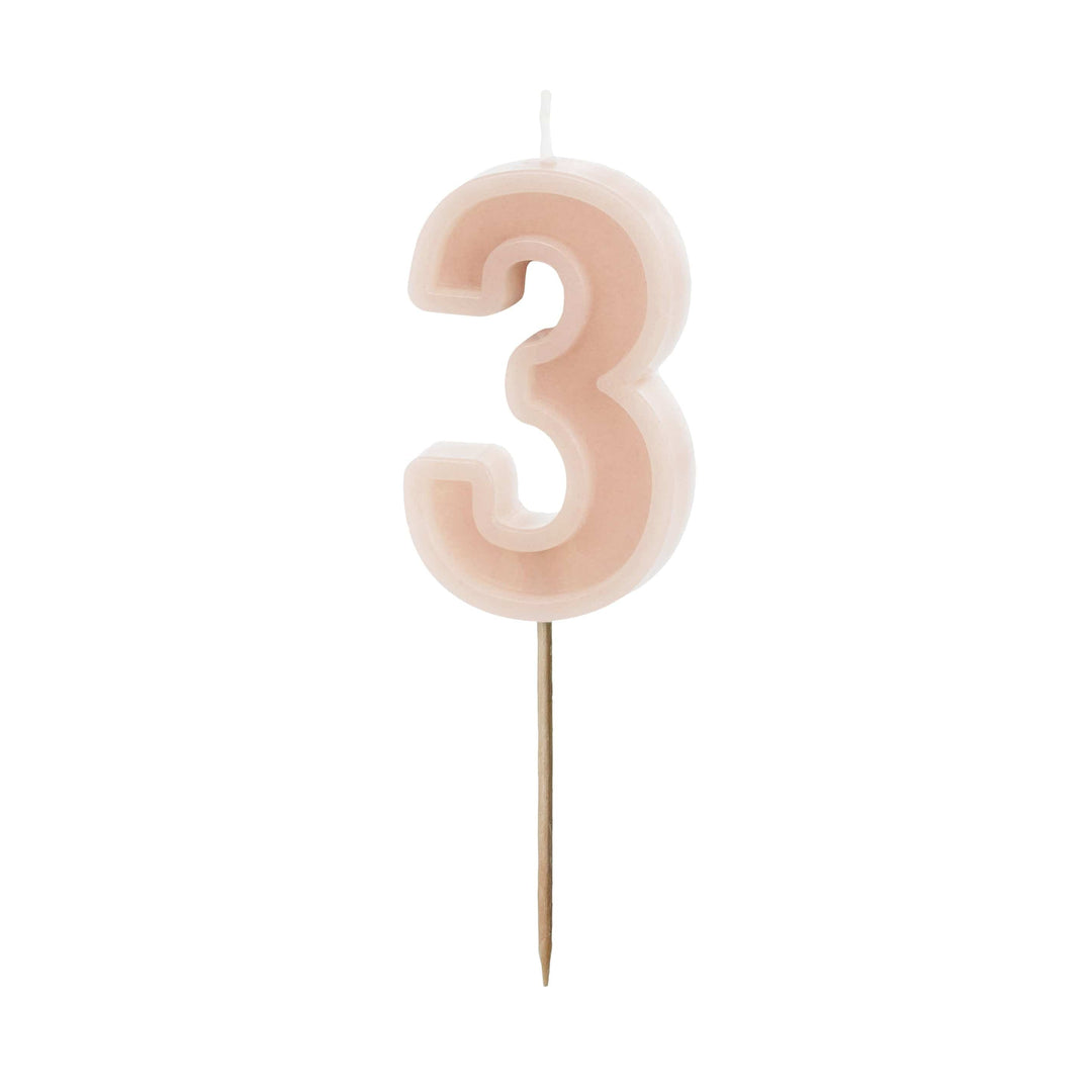 Pastel Pink Number 3 candle - Birthday cake candles Birthday Candles Pastel Pink Number 3 Candle