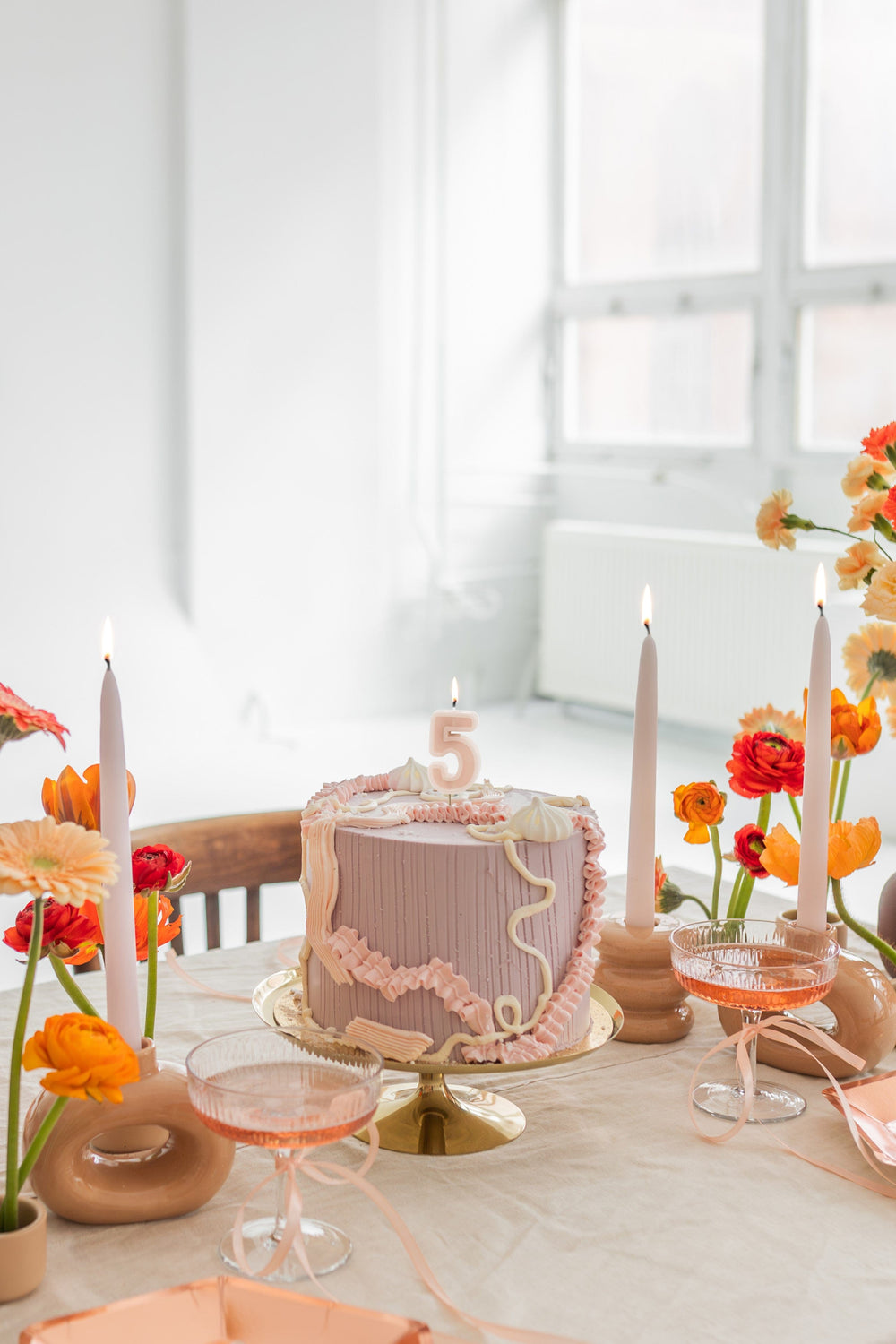 Pastel Pink Number 5 candle - Birthday cake candles Birthday Candles Pastel Pink Number 5 Candle