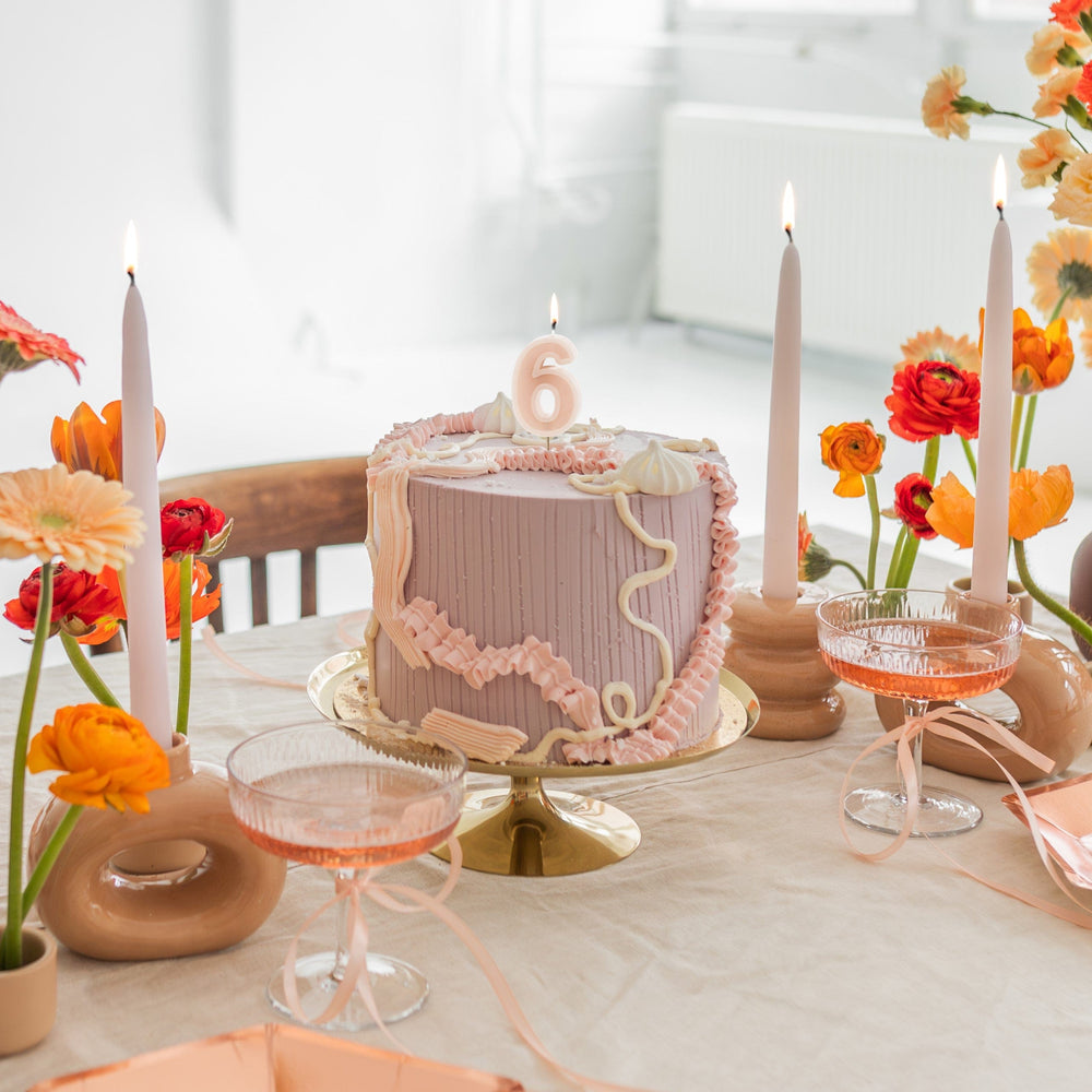 Pastel Pink Number 6 candle - Birthday cake candles Birthday Candles Pastel Pink Number 6 Candle