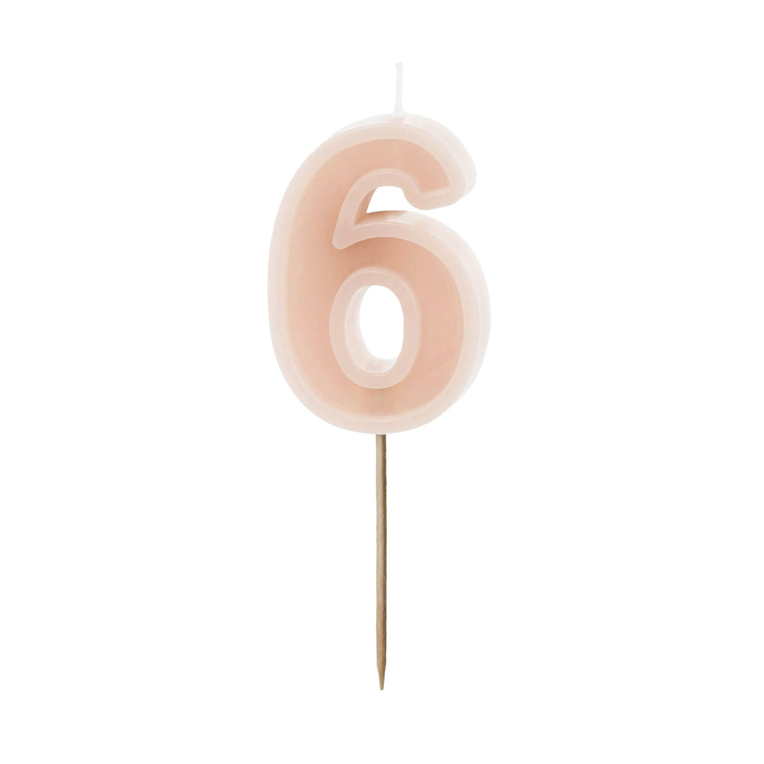 Pastel Pink Number 6 candle - Birthday cake candles Birthday Candles Pastel Pink Number 6 Candle