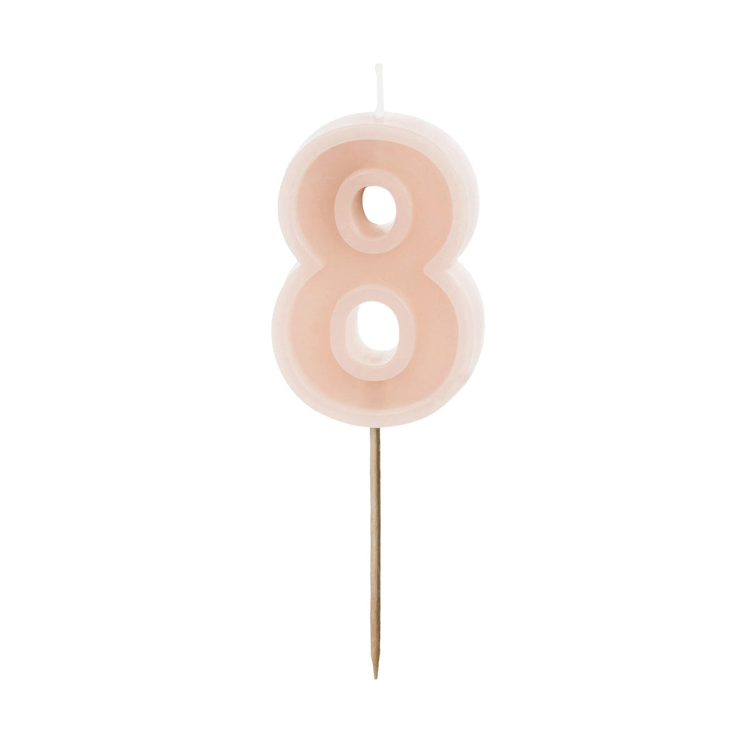 Pastel Pink Number 8 candle - Birthday cake candles Birthday Candles Pastel Pink Number 8 Candle