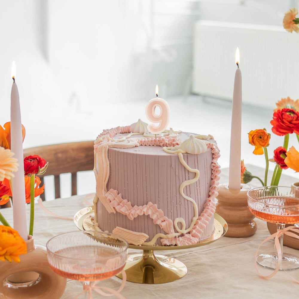 Pastel Pink Number 9 candle - Birthday cake candles Birthday Candles Pastel Pink Number 9 Candle